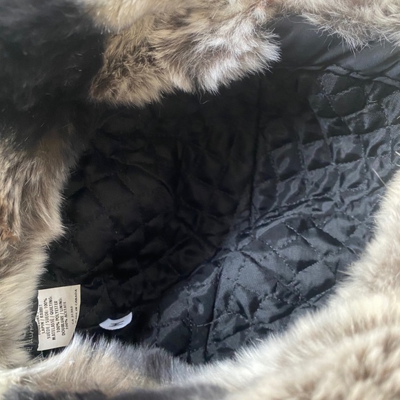ALMAR, Canada, Suede leather trapper hat with rabbit fur, black,  grey size M - Picture 4 of 5